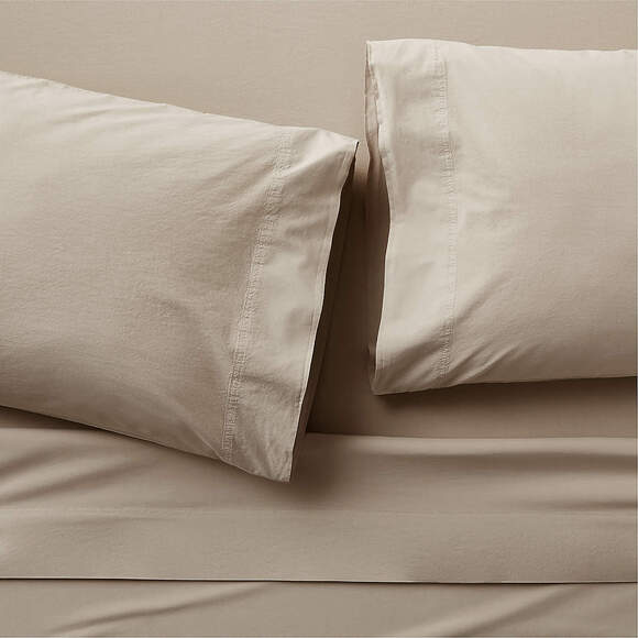 Crate&Barrel Full Sheet Set – Washed Organic Cotton – Sand Beige – NWT - Picture 1 of 3